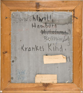 R&uuml;ckseite Gretchen Wohlwill, &bdquo;Krankes Kind&ldquo;